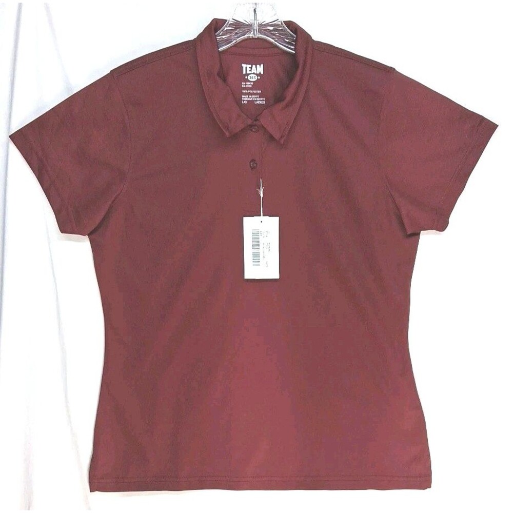 Team 365 Women L Burgundy Golf Polo Resortwear Business Casual Athletic Shirt